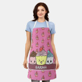 Cute Cupcake Pattern Kawaii Pink Baker Roos Gold Schort (Gedragen)