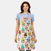 Cute Cupcake Pattern, Sweet Dessert, Aangepaste te Schort (Gedragen)