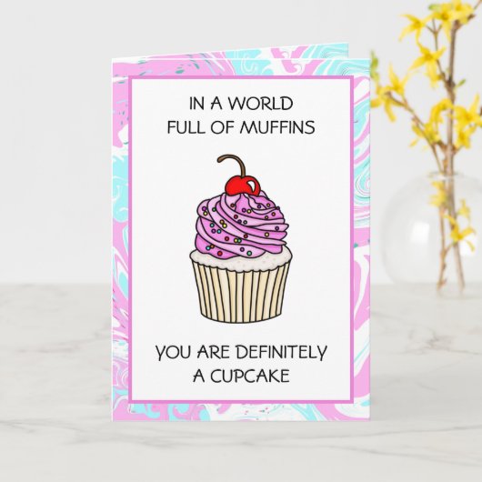 Cute Cupcake Pun Friendship Kaart (Gele Bloem)