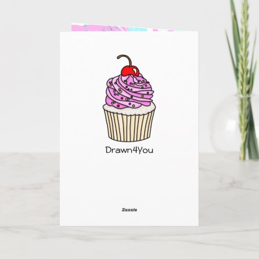 Cute Cupcake Pun, gepersonaliseerde verjaardag Kaart (Achterkant)