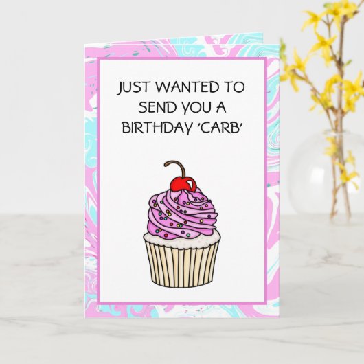 Cute Cupcake Pun, gepersonaliseerde verjaardag Kaart (Gele Bloem)