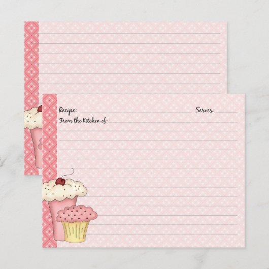 Cute Cupcake Recipcards Briefkaart (Voorkant / Achterkant)