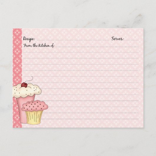 Cute Cupcake Recipcards Briefkaart (Voorkant)