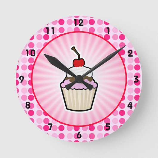 Cute Cupcake Ronde Klok (Voorkant)