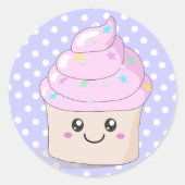Cute Cupcake Ronde Sticker (Voorkant)