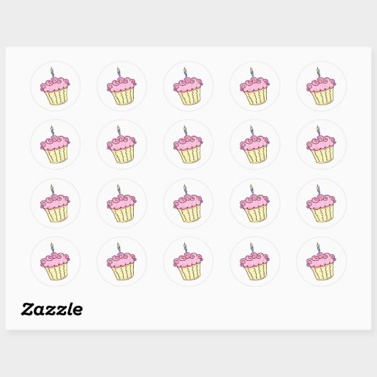 Cute Cupcake Ronde Sticker (Vel)