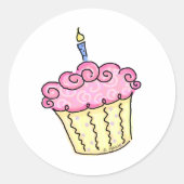 Cute Cupcake Ronde Sticker (Voorkant)