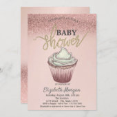 Cute Cupcake Roos Gold Glitter Kaart (Voorkant / Achterkant)