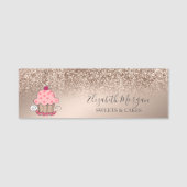 Cute Cupcake, Roos Gold Glitter Naamplaatje (Voorkant)