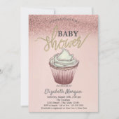 Cute Cupcake Roze Goud Glitters Kaart (Voorkant)
