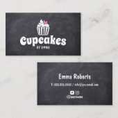 Cute Cupcake Roze Heart Home Bakkerij Chalkboard Visitekaartje (Voorkant / Achterkant)