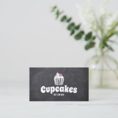 Cute Cupcake Roze Heart Home Bakkerij Chalkboard Visitekaartje (Staand voorkant)