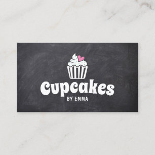 Cute Cupcake Roze Heart Home Bakkerij Chalkboard Visitekaartje