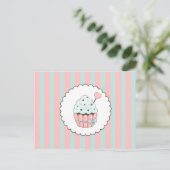 Cute Cupcake Roze & Mint Blue Design Briefkaart (Staand voorkant)