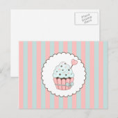 Cute Cupcake Roze & Mint Blue Design Briefkaart (Voorkant / Achterkant)