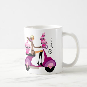 Cute Cupcake Scooter Girl Mok Roze Zebra