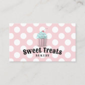 Cute Cupcake Sweet Treedt bakkerij Roze poka Dots Visitekaartje (Voorkant)