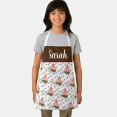 Cute Cupcake Swirls Chocolate Pink Whisk Kinder Schort (Insitu)