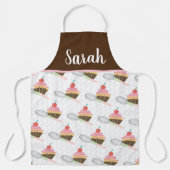 Cute Cupcake Swirls Chocolate Pink Whisk Sprinkles Schort (Voorkant)