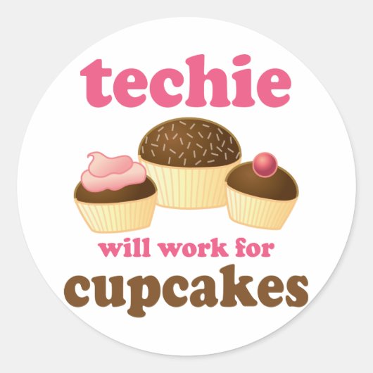 Cute Cupcake Techie Ronde Sticker (Voorkant)