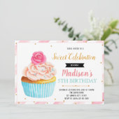 Cute cupcake-uitnodiging kaart (Staand voorkant)