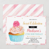 Cute cupcake-uitnodiging kaart (Voorkant / Achterkant)