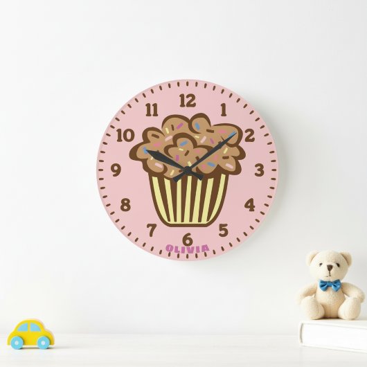 Cute Cupcake with Custom Name Wall Clock Grote Klok