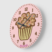 Cute Cupcake with Custom Name Wall Clock Grote Klok (Hoek)