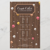 Cute Cupcakes Bakery Patroon Brown Wood Flyer (Voorkant)
