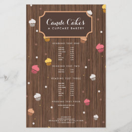 Cute Cupcakes Bakery Patroon Brown Wood Flyer