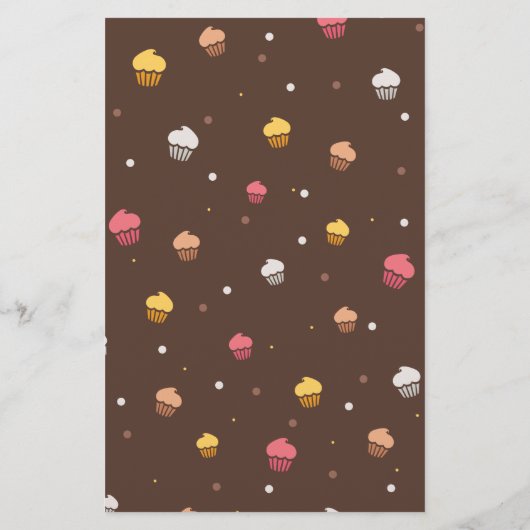 Cute Cupcakes Bakery Pattern Brown Flyer (Achterkant)