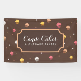 Cute Cupcakes Bakery Pattern Brown Spandoek