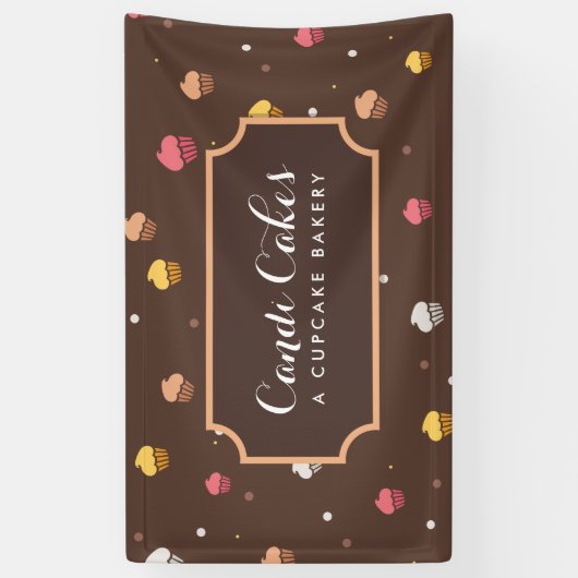 Cute Cupcakes Bakery Pattern Brown Spandoek (Verticaal)