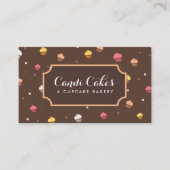 Cute Cupcakes Bakery Pattern Brown Visitekaartje (Voorkant)