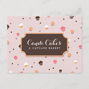 Cute Cupcakes Bakery Pattern Roze Briefkaart
