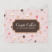 Cute Cupcakes Bakery Pattern Roze Briefkaart (Voorkant)