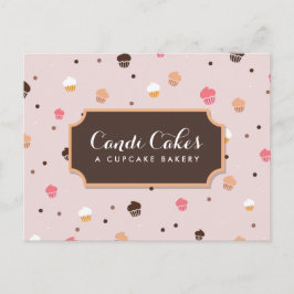 Cute Cupcakes Bakery Pattern Roze Briefkaart