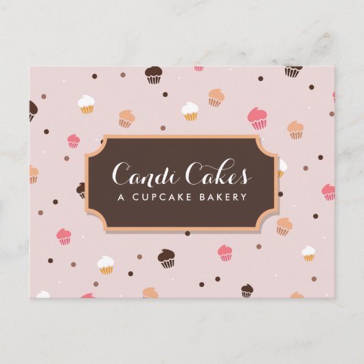 Cute Cupcakes Bakery Pattern Roze Briefkaart (Voorkant)