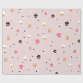 Cute Cupcakes Bakery Pattern Roze Cadeaupapier (Vlak)