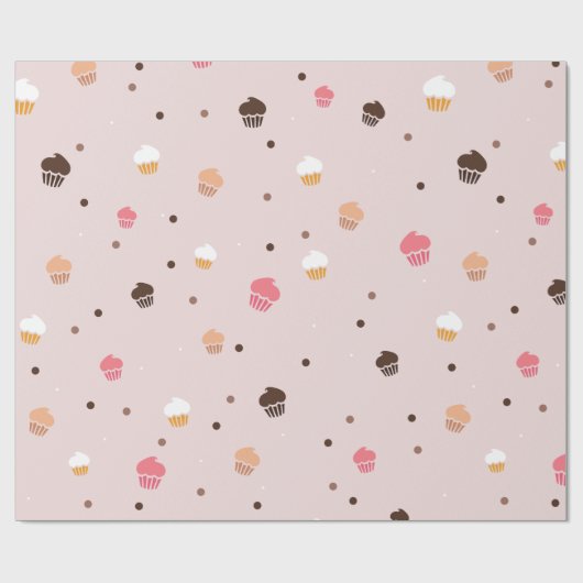 Cute Cupcakes Bakery Pattern Roze Cadeaupapier (Vlak)