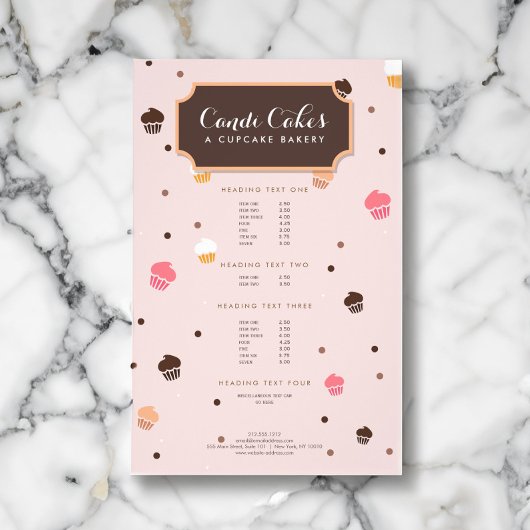Cute Cupcakes Bakery Pattern Roze Flyer