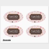 Cute Cupcakes Bakery Pattern Roze Ovale Sticker (Vel)