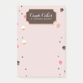 Cute Cupcakes Bakery Pattern Roze Post-it® Notes