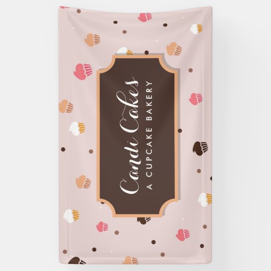Cute Cupcakes Bakery Pattern Roze Spandoek (Verticaal)