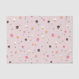 Cute Cupcakes Bakery Pattern Roze Tissuepapier