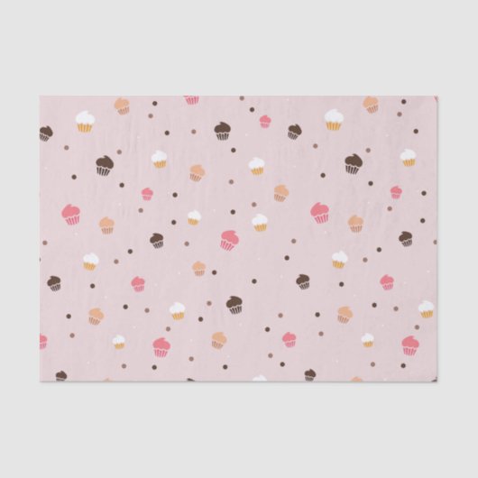 Cute Cupcakes Bakery Pattern Roze Tissuepapier (Voorkant)
