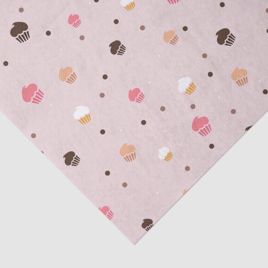 Cute Cupcakes Bakery Pattern Roze Tissuepapier (Detail)