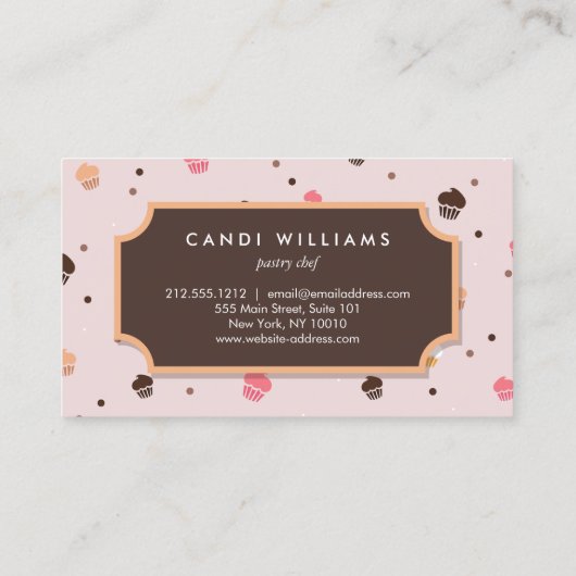 Cute Cupcakes Bakery Pattern Roze Visitekaartje (Achterkant)