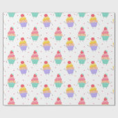 Cute Cupcakes Birthday Party Fun Girly Love Hearts Cadeaupapier (Vlak)