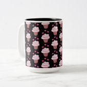 Cute Cupcakes Black en Roze Tweekleurige Koffiemok (Voorkant links)